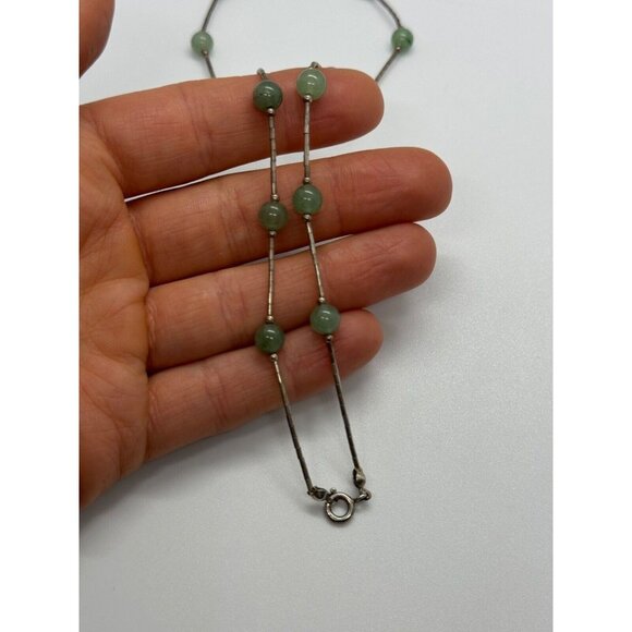 925 STERLING SILVER NEPHRITE NECKLACE - Picture 3 of 9